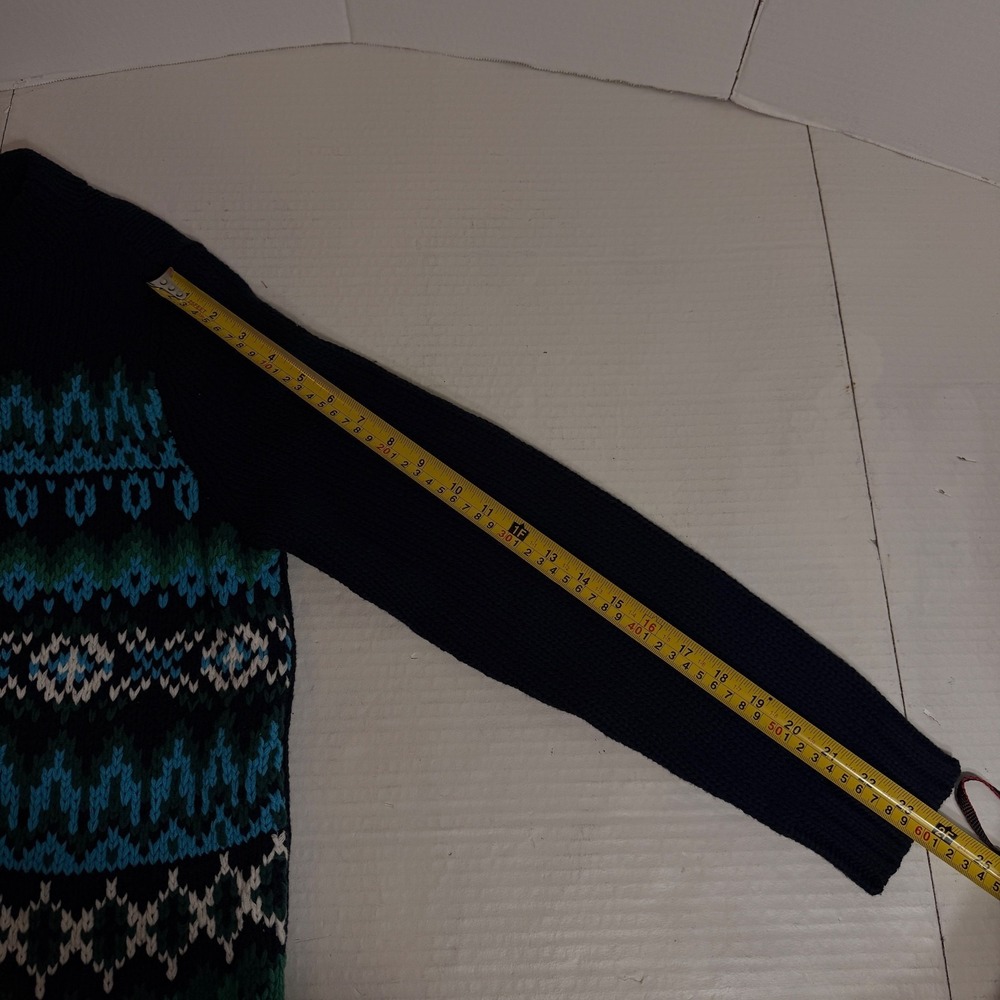 Talbots Women's L Sweater Chamonix Fair Isle preppy chunky knit navy classic NEW - Picture 10 of 16